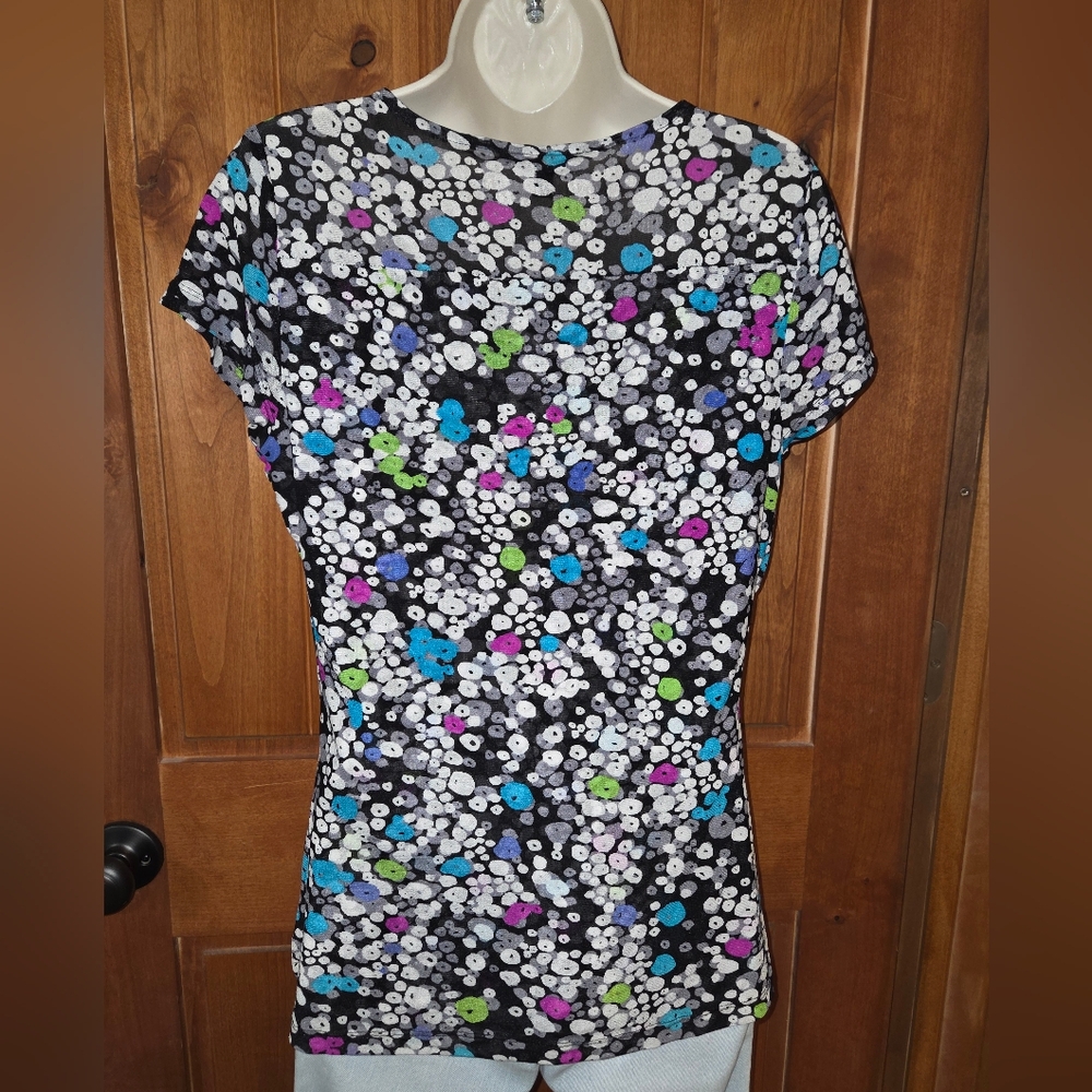 Cable‎ & Gauge Black  Cowl Neck Top with Multicolor Accents - Picture 4 of 8